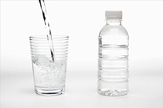水,倒出,玻璃杯,冰,水瓶