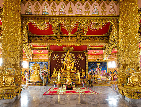 金色,佛像,圣坛,契迪,塔,公园,省,东北方,泰国,亚洲