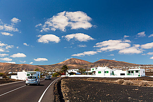 道路,乡村,正面,火山,兰索罗特岛,加纳利群岛