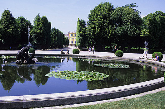 奥地利,维也纳,宫殿,城堡,美泉宫,公园,喷泉