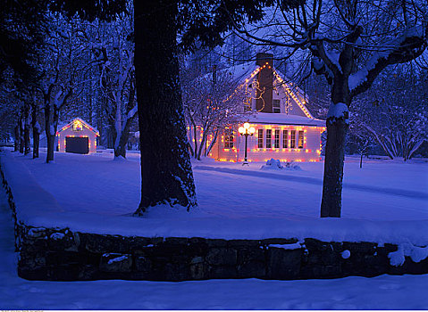 圣诞灯光,房子,金伯利,不列颠哥伦比亚省,加拿大