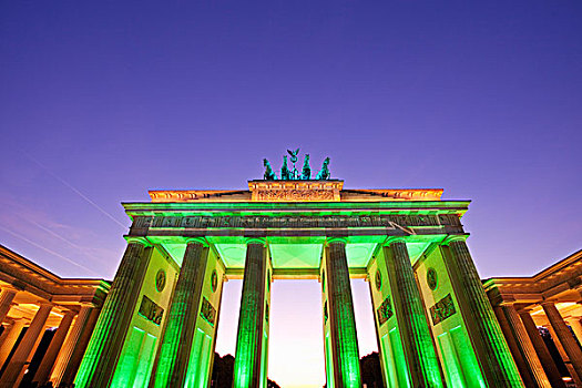城门,光亮,黄昏,勃兰登堡门,柏林,德国