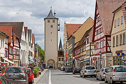 塔,主要街道,弗兰克尼亚,巴伐利亚,德国,欧洲