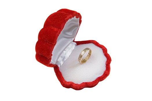 红色,天鹅绒,盒子,戒指,订婚