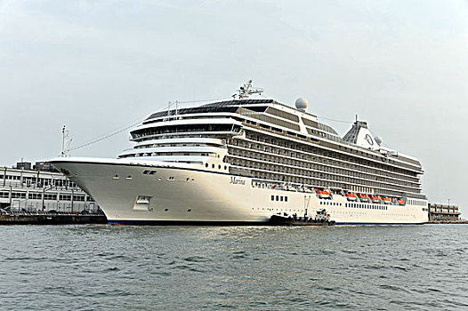 游船,码头,接近,港口,2009年,乘客,长,威尼斯,威尼托,意大利,欧洲