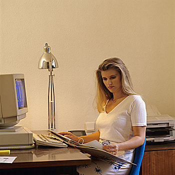 女人,工作,电脑