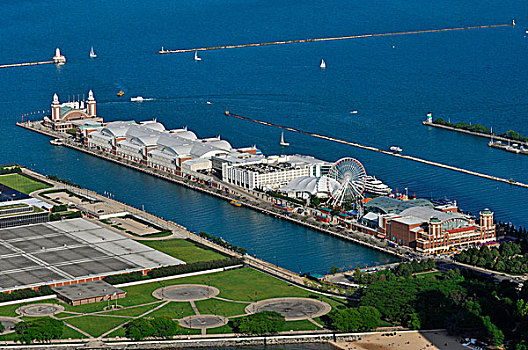 海军码头,密歇根湖,风景,中心,芝加哥,伊利诺斯,美国