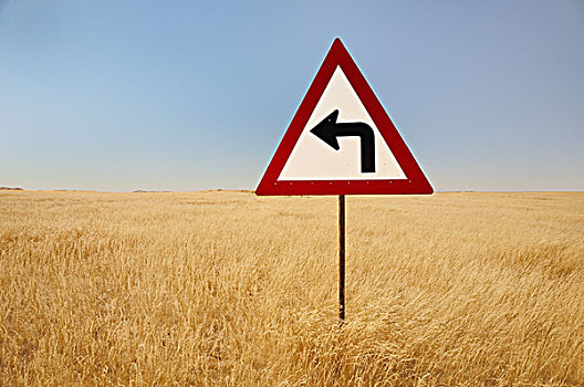 转,左边,交通标志,中间,高,草,纳米比亚