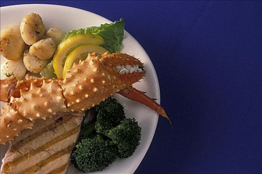 海鲜食品,烤制食品,三文鱼,拟石蟹,生活,阿拉斯加