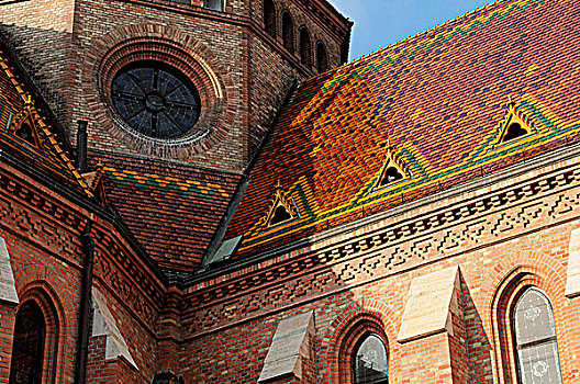 砖,教堂,布达佩斯,匈牙利