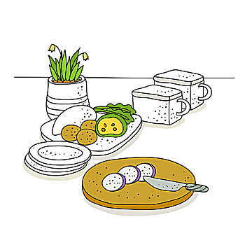 插画,蔬菜,案板,植物,背景
