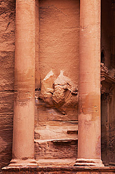 雕刻,砂岩,财政部,佩特拉,约旦