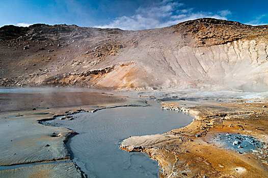 泥,凹陷,矿物质,沉积,地热,区域,靠近,冰岛,欧洲