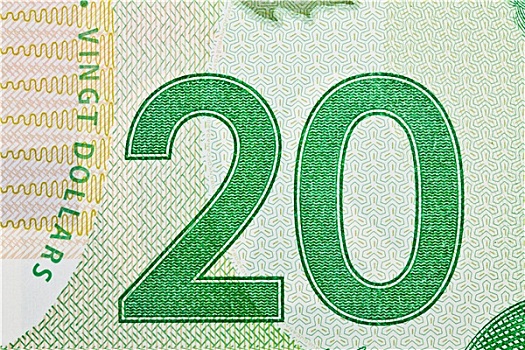 渥太华,加拿大,极限,特写,新,20美元,钞票