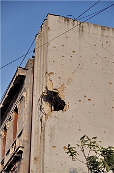 弹孔,战争,损坏,建筑,波斯尼亚