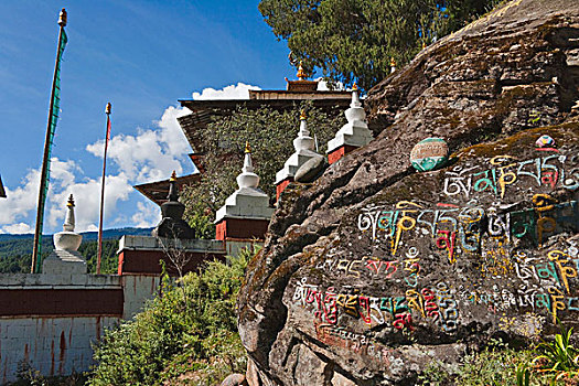 不丹,文字,岩石上,尼泊尔,纪念碑,布姆唐
