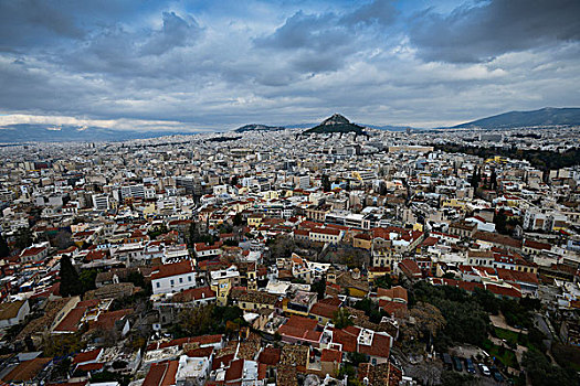 景色,俯视,城市,雅典,利卡贝塔斯山,希腊
