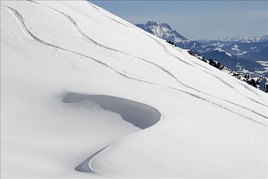 滑雪轨迹,斜坡,图案,前景,奥地利,欧洲