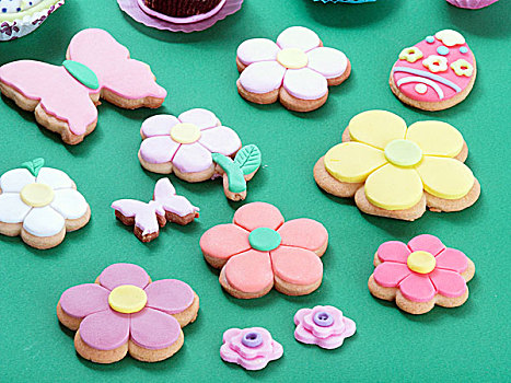 多样,复活节饼干,花,蝴蝶,复活节彩蛋