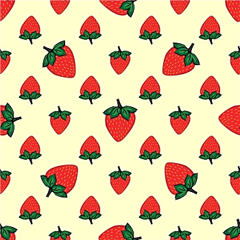 红色浆果,草莓,自然,无缝,图案