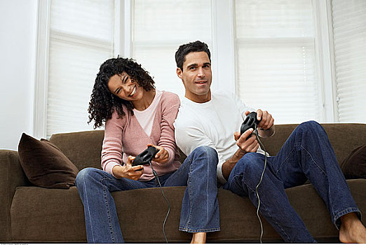 伴侣,玩,电子游戏
