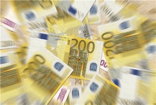 200欧元,钞票,纹理,放射状,模糊