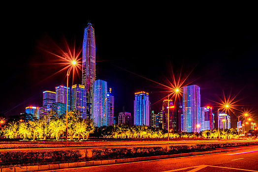 深圳城市天际线和建筑夜景