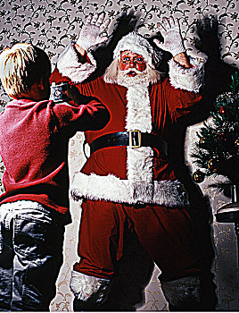 孩子,拍照,圣诞老人