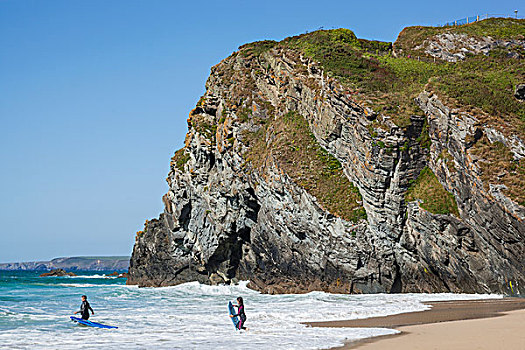 英格兰,康沃尔,纽基,海滩