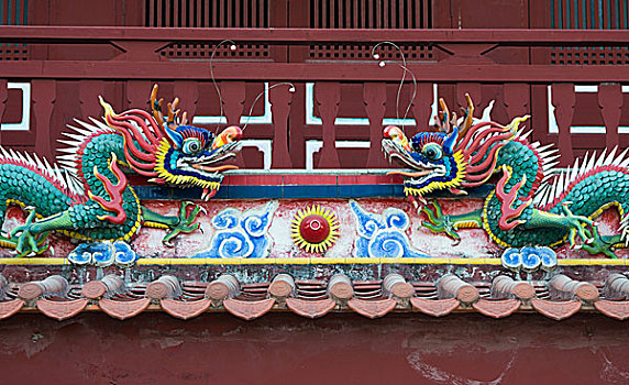 中式,龙,雕塑,中国寺庙