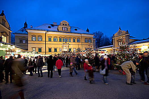 圣诞节,市场,海尔布伦,宫殿,萨尔茨堡,奥地利,欧洲