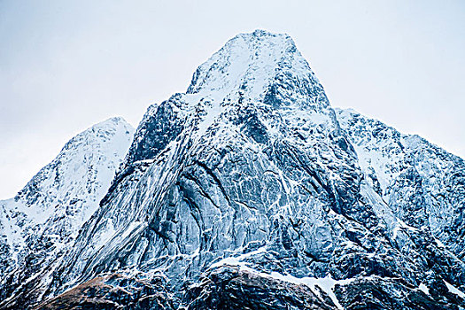 特写,风景,雪山,瑞恩,罗弗敦群岛,挪威