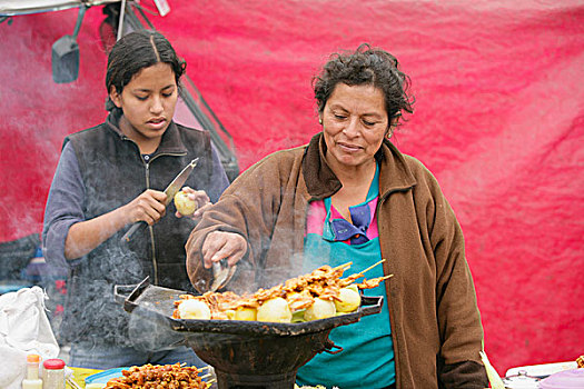 女人,烹调,户外,利马,秘鲁