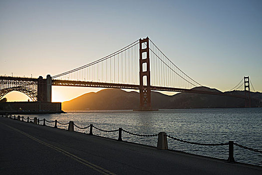 金门大桥,上方,旧金山湾,蓝天,加利福尼亚,美国
