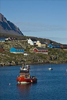 拖船,港口,迪斯科,岛屿,格陵兰,北方,大西洋
