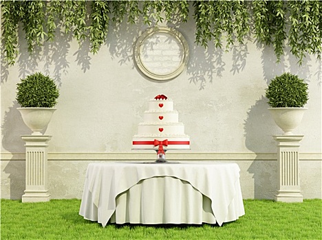 婚礼蛋糕,花园