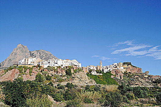 房子,陡峭,山村,白色海岸,阿利坎特省,西班牙,欧洲