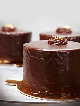 三个,层次,巧克力蛋糕,树莓蜜饯,填充,遮盖,巧克力