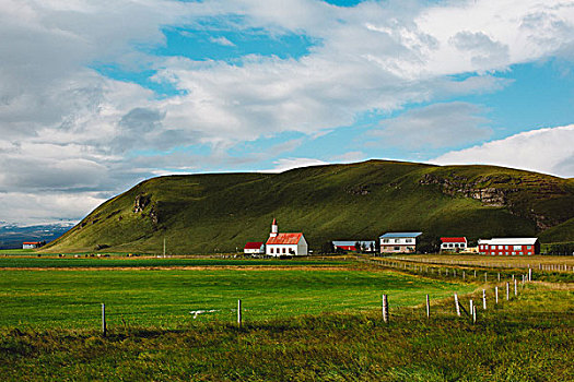遥远,乡村,仰视,茂密,青山,山脉,冰岛