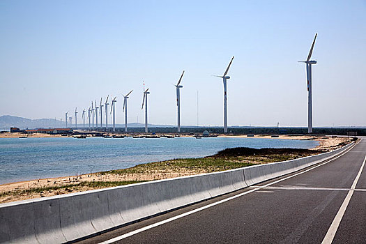 山东海岸线风力发电