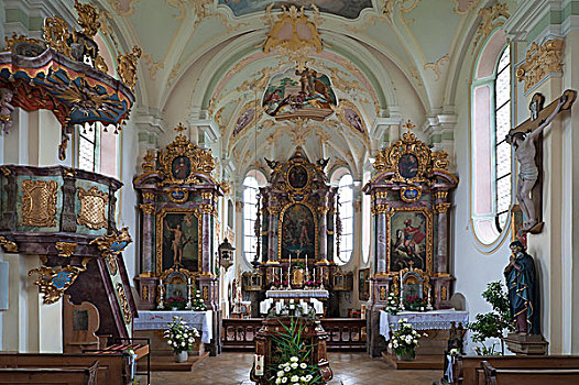 教堂高坛,朝圣教堂,墓地,1778年,正面,伊尔申伯格,上巴伐利亚,德国,欧洲