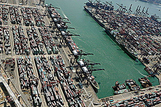 航拍,远眺,集装箱码头,香港