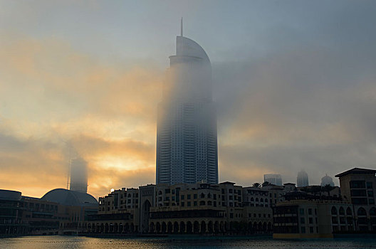 迪拜,商场,早晨,雾气,酋长国,阿联酋,亚洲