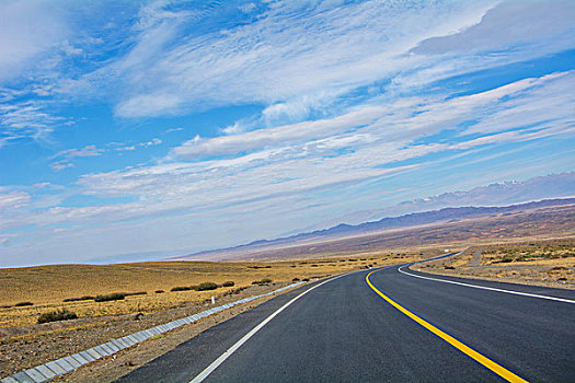 新疆戈壁滩公路风光