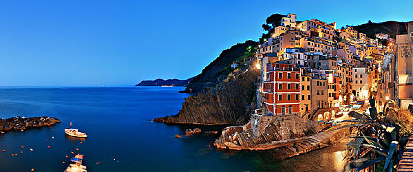 里奥马焦雷,水岸,风景,建筑,五渔村,夜晚,全景,意大利