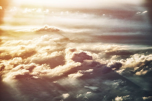 云,天空,风景,窗户,飞机
