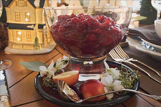 蔓越莓沙司,圣诞桌,美国