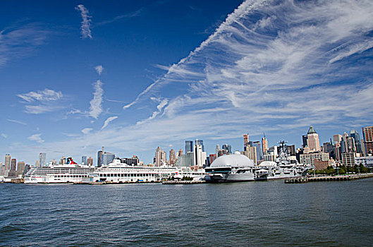 纽约,市区,城市天际线,曼哈顿,车站,游船,码头,港口,狂欢,晶莹,交响乐