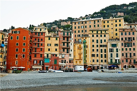 彩色,建筑,房子,海滩,卡莫利,意大利