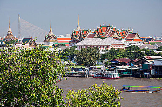 泰国,曼谷,郑王庙,风景,湄南河,寺院,皇宫,上面